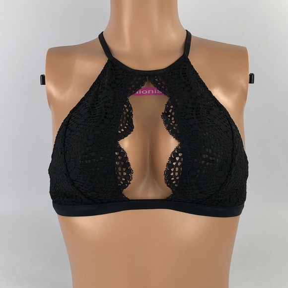 high neck keyhole bralette